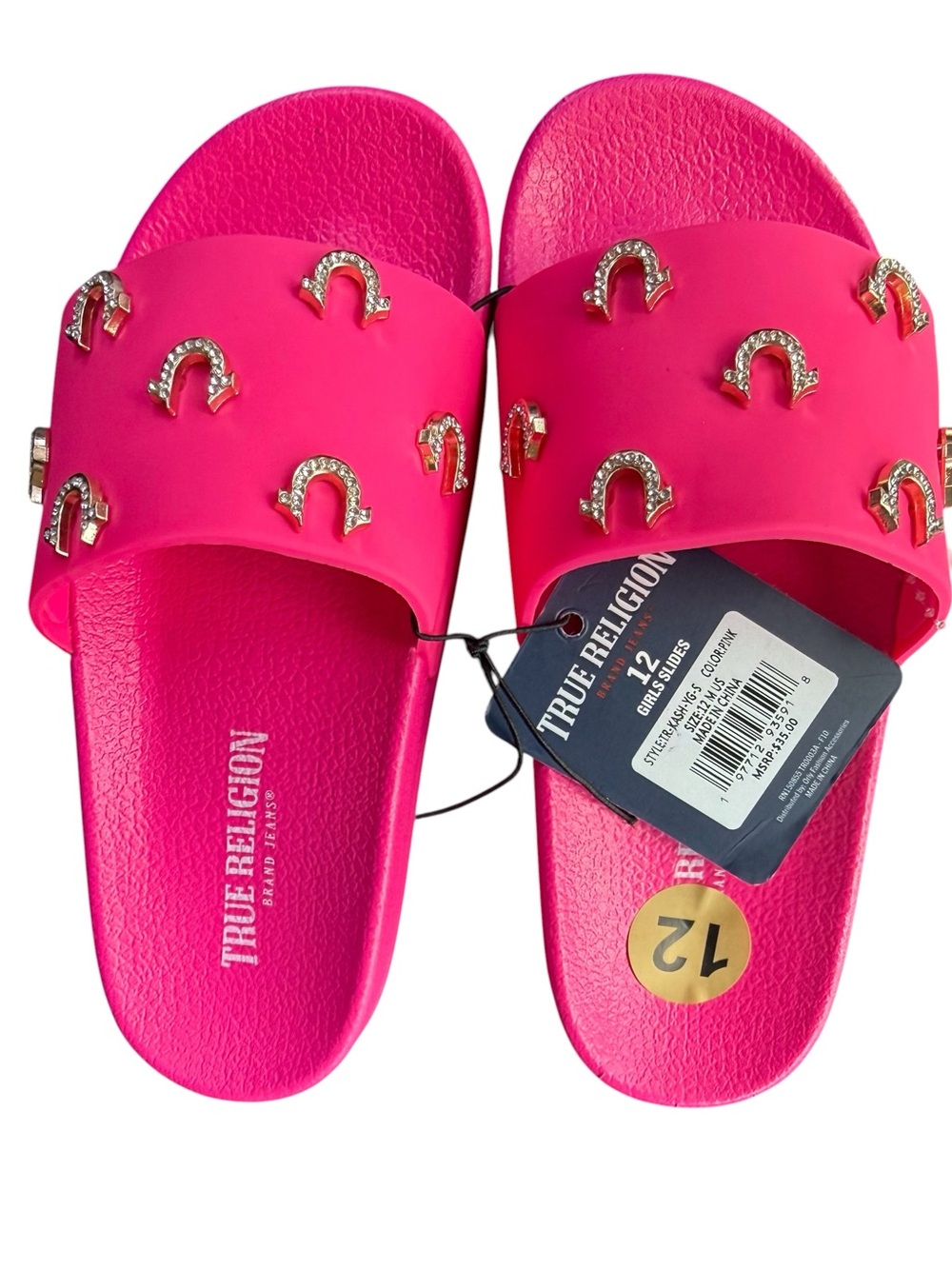 True Religion Bright Pink Girls' Slide Sandals size 2